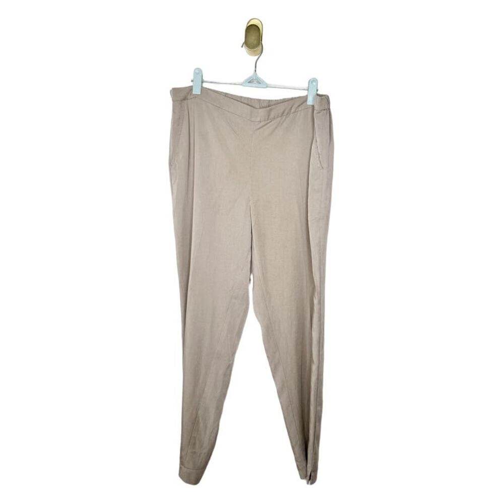 Eileen Fisher Tan Gray 100% Tencel Tapered Trouser Pants Medium